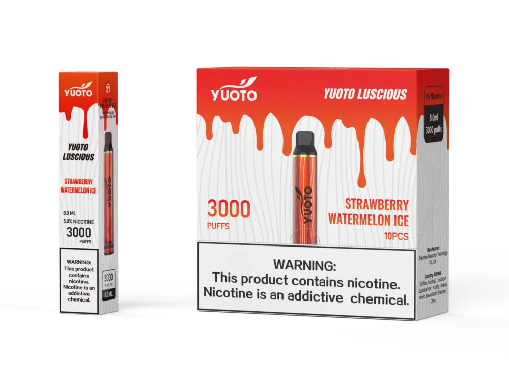 YUOTO Luscious 3000 Puffs Vape Descartável Sorvete de morango e melancia