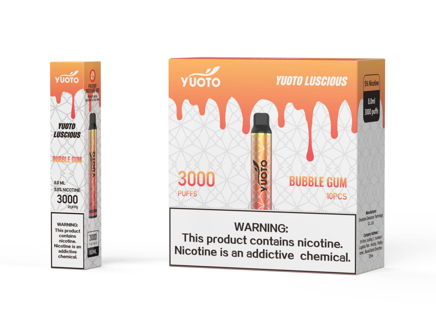 YUOTO Luscious 3000 Puffs Vape Descartável Chiclete