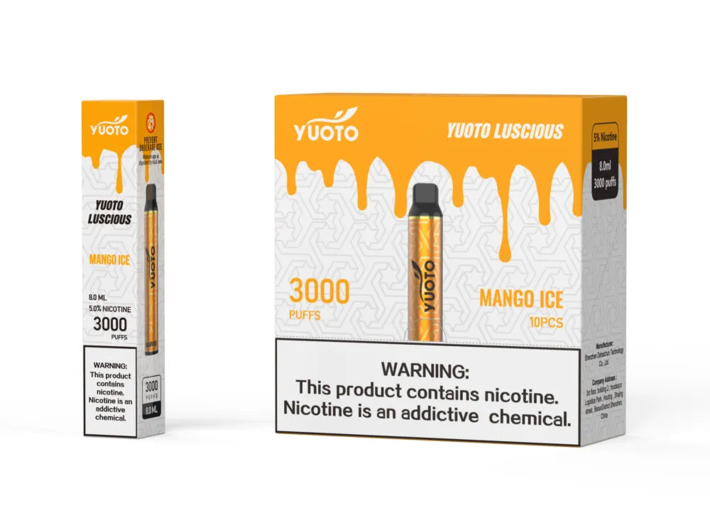 YUOTO Luscious 3000 Puffs Vape Descartável Sorvete de manga