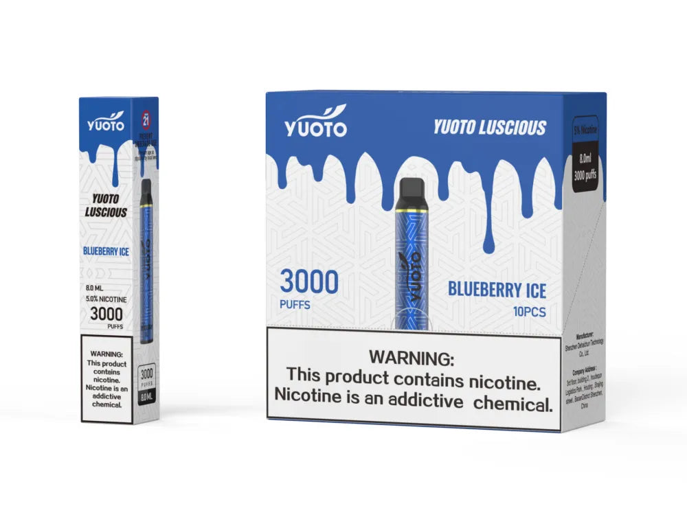 YUOTO Luscious 3000 Puffs Vape Descartável Sorvete de mirtilo